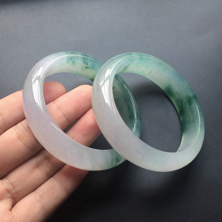 (超值推荐)冰种飘花略带紫罗兰手镯(一对)(59.4mm/59.2mm)