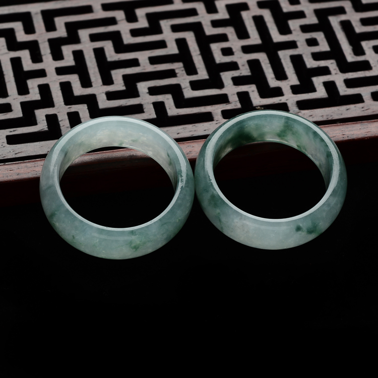冰种飘花指环(一对)
