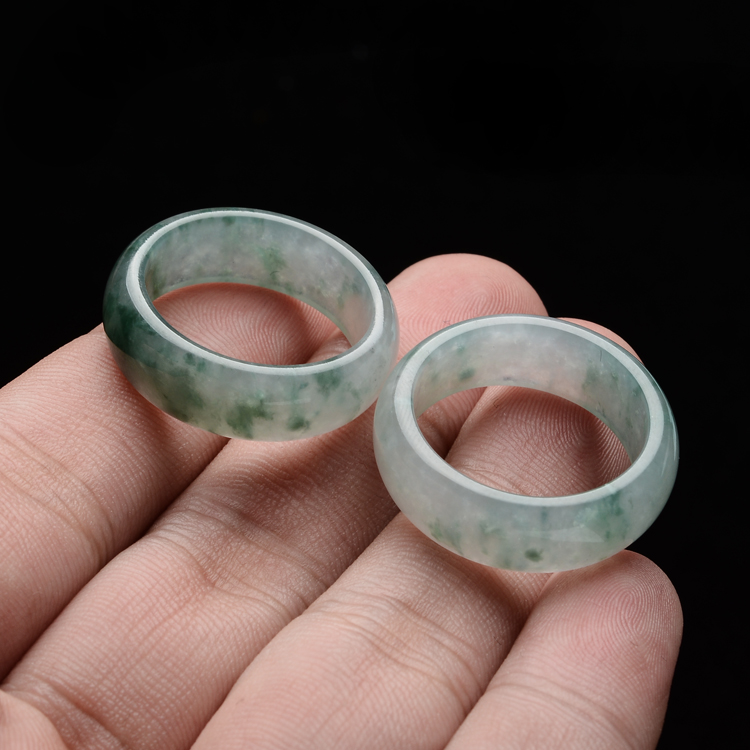 冰种飘花指环(一对)