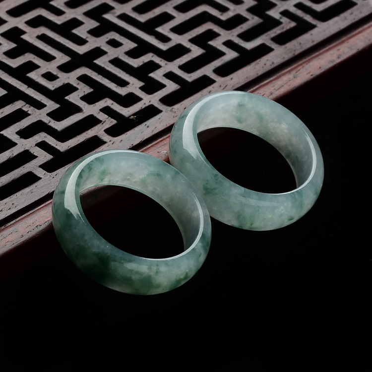冰种飘花指环(一对)