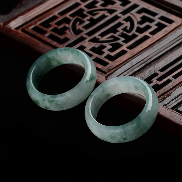 冰种飘花指环(一对)