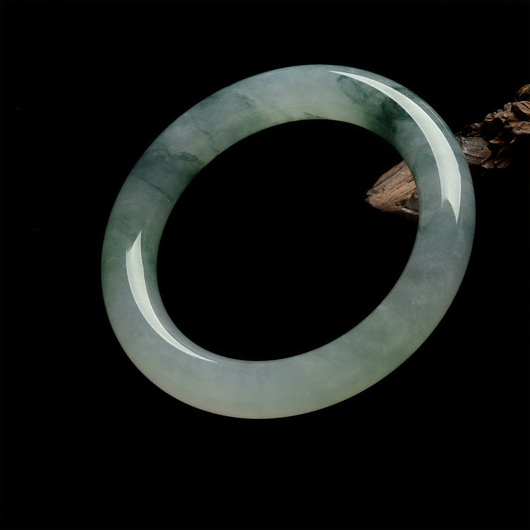 (超值推荐)糯冰种飘花圆条手镯(58.3mm)