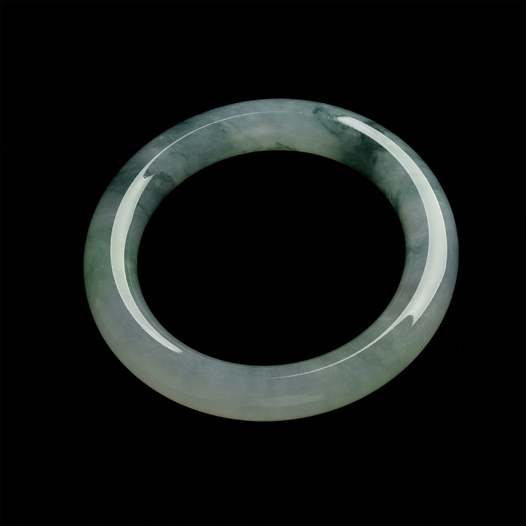(超值推荐)糯冰种飘花圆条手镯(58.3mm)