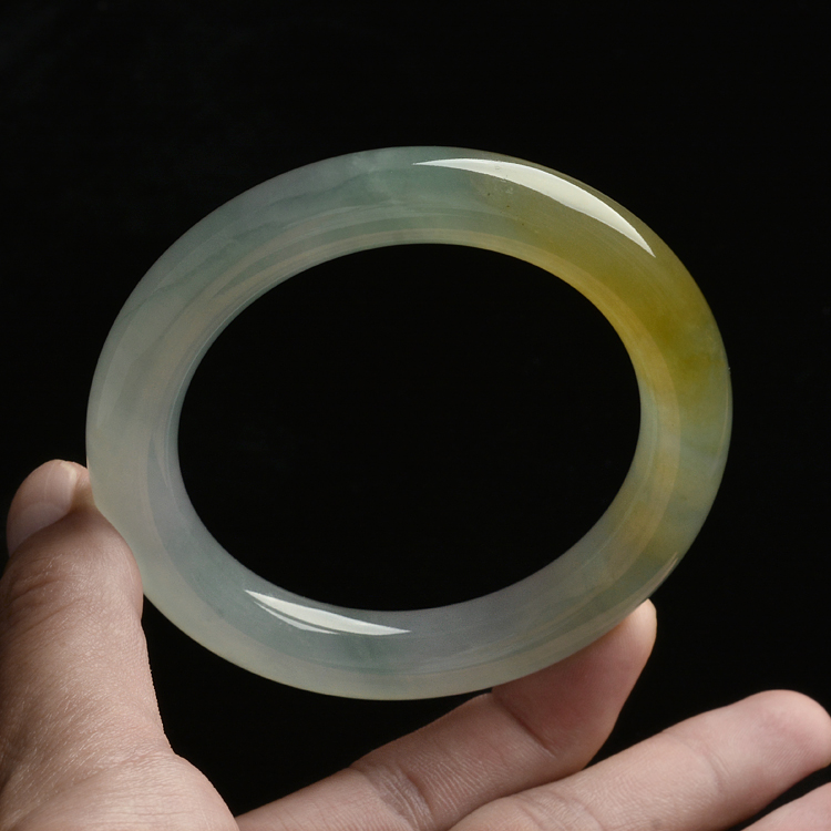 (超值推荐)糯冰种黄翡圆条手镯(58.5mm)