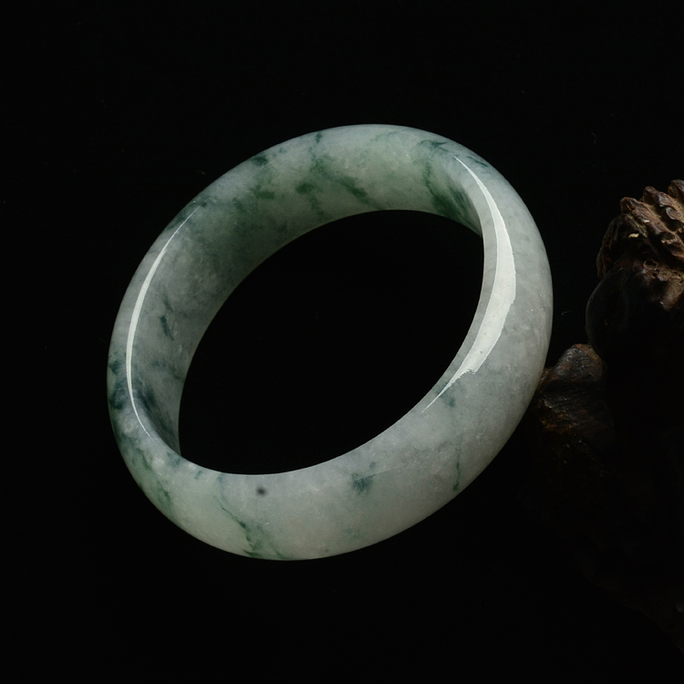 糯冰种飘花贵妃手镯(57.4-51mm)