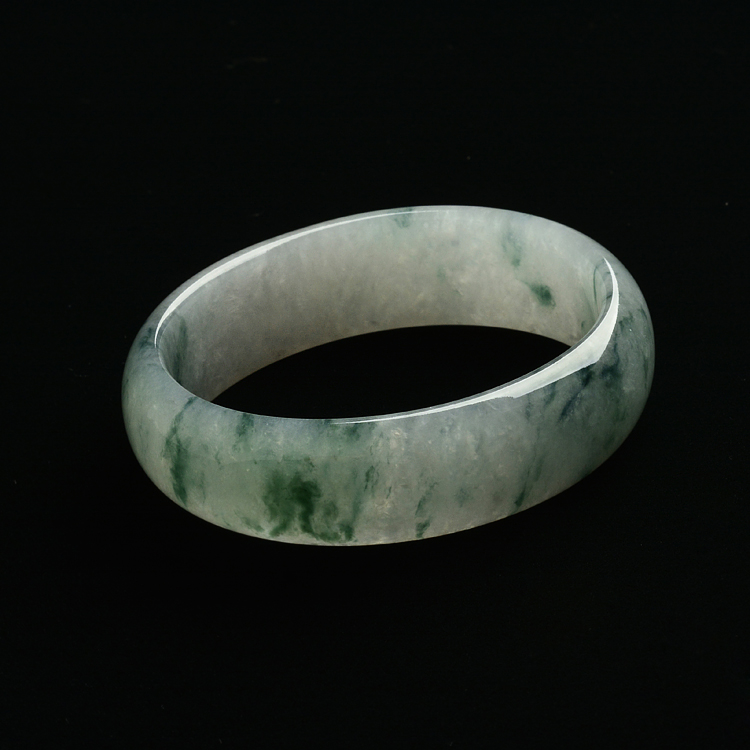 糯冰种飘花贵妃手镯(57.4-51mm)