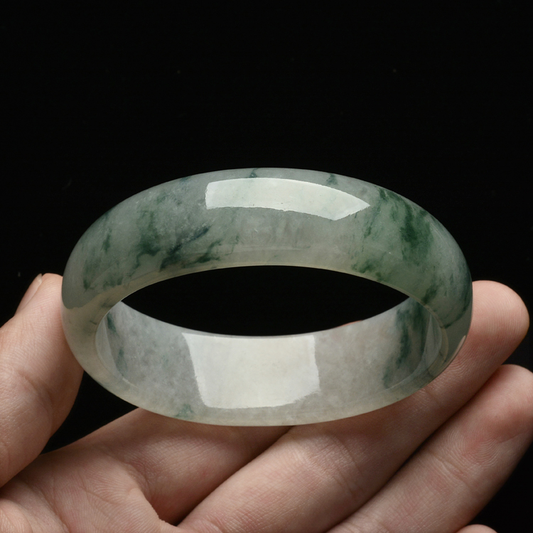 糯冰种飘花贵妃手镯(57.4-51mm)