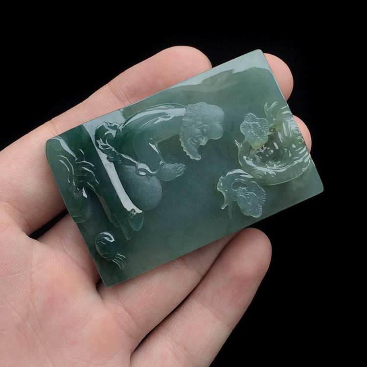 糯冰种飘花达摩挂件