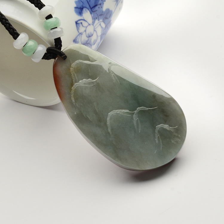 糯冰种褐黄翡莲悟挂件