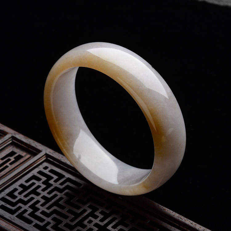 (超值推荐)糯冰种紫罗兰带黄翡手镯(61.8mm)