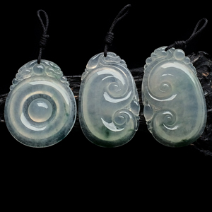 冰种飘花双龙如意/如意挂件(三件一起走)