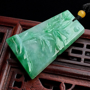 糯冰种翠色节节高挂件