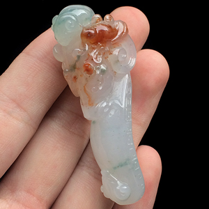 (超值推荐)糯冰种淡三彩三阳开泰挂件