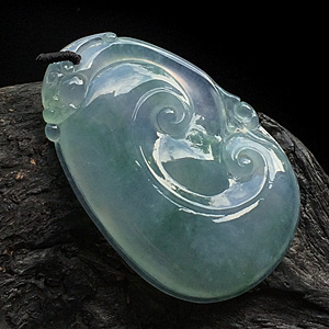 冰种紫罗兰飘花如意挂件