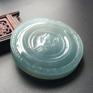 (超值推荐)糯冰种蓝晴水生肖虎牌挂件