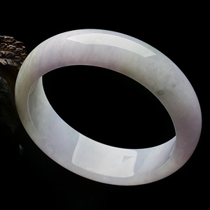 糯冰种淡紫罗兰略飘花手镯(56.3mm)
