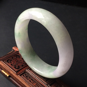 (超值推荐)糯冰种紫罗兰带飘花手镯(59.8mm)