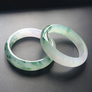 (超值推荐)冰种飘花略带紫罗兰手镯(一对)(59.4mm/59.2mm)