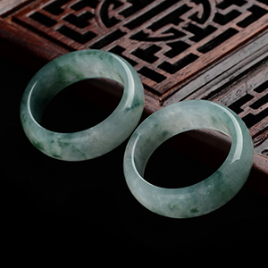 冰种飘花指环(一对)