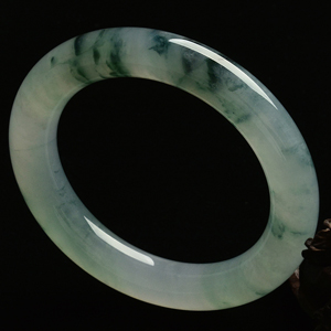 (超值推荐)糯冰种飘花圆条手镯(54.4mm)