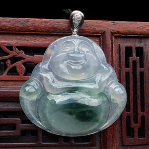 冰种飘花玉佛挂件