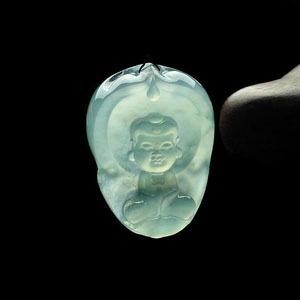 （超值推荐）冰种晴水略飘花宝宝佛挂件