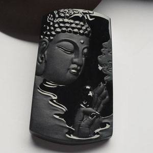 冰种墨翠释迦牟尼挂件