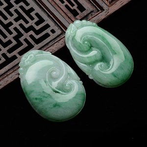 (超值推荐)糯冰种飘花如意挂件(一对)