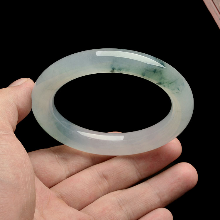 (超值推荐)冰种飘花圆条手镯(54.5mm)