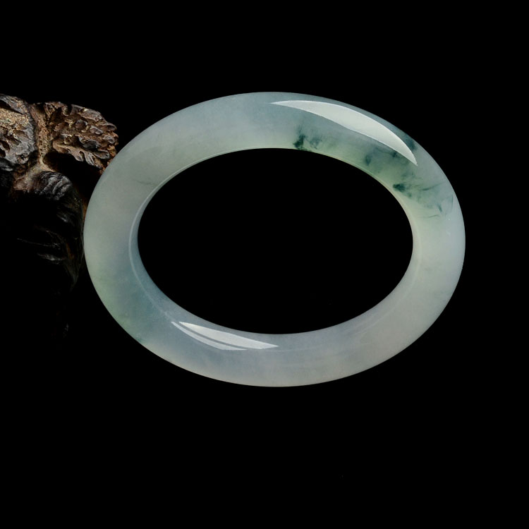 (超值推荐)冰种飘花圆条手镯(54.5mm)