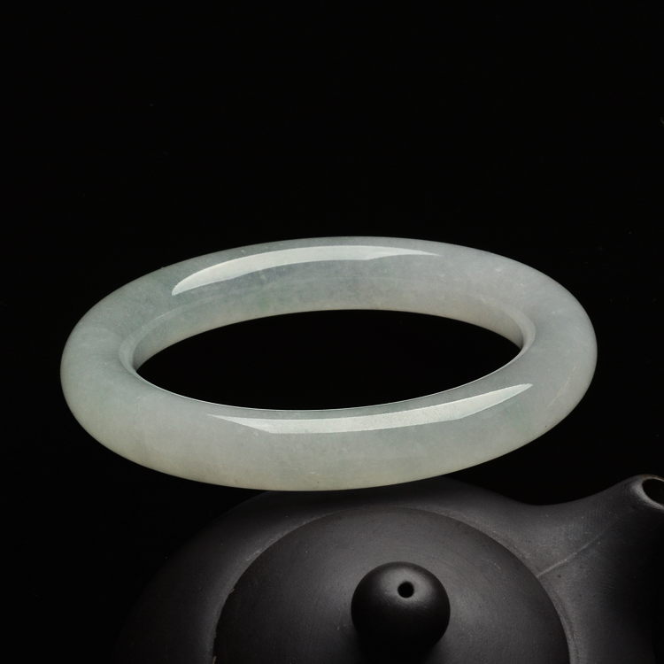 冰种淡晴水圆条手镯(58.5mm)