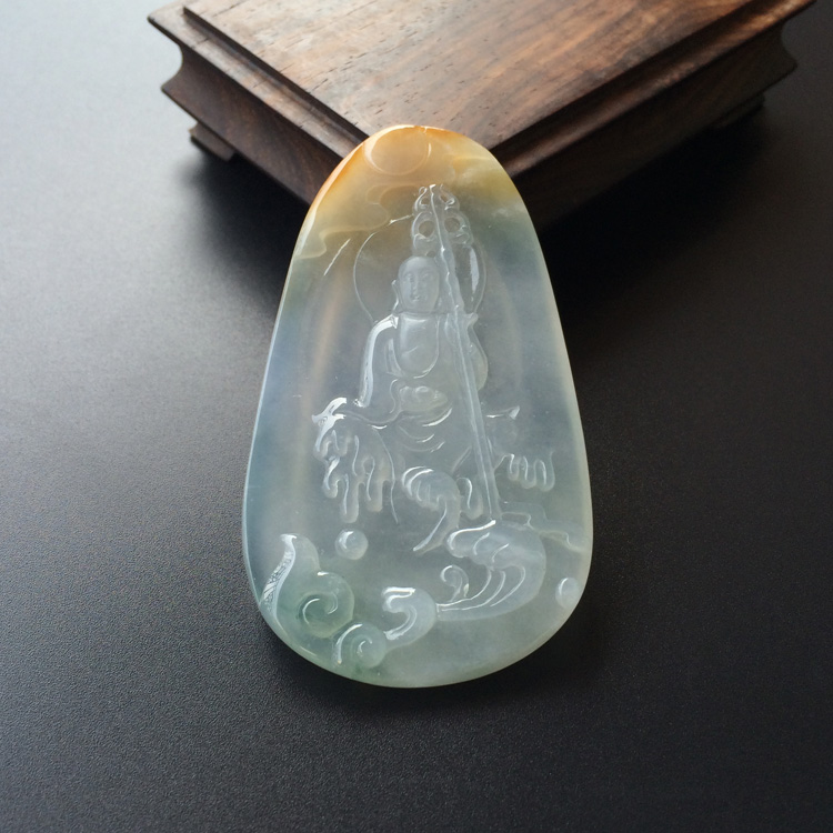 (超值推荐)冰种红黄翡略飘花地藏王挂件
