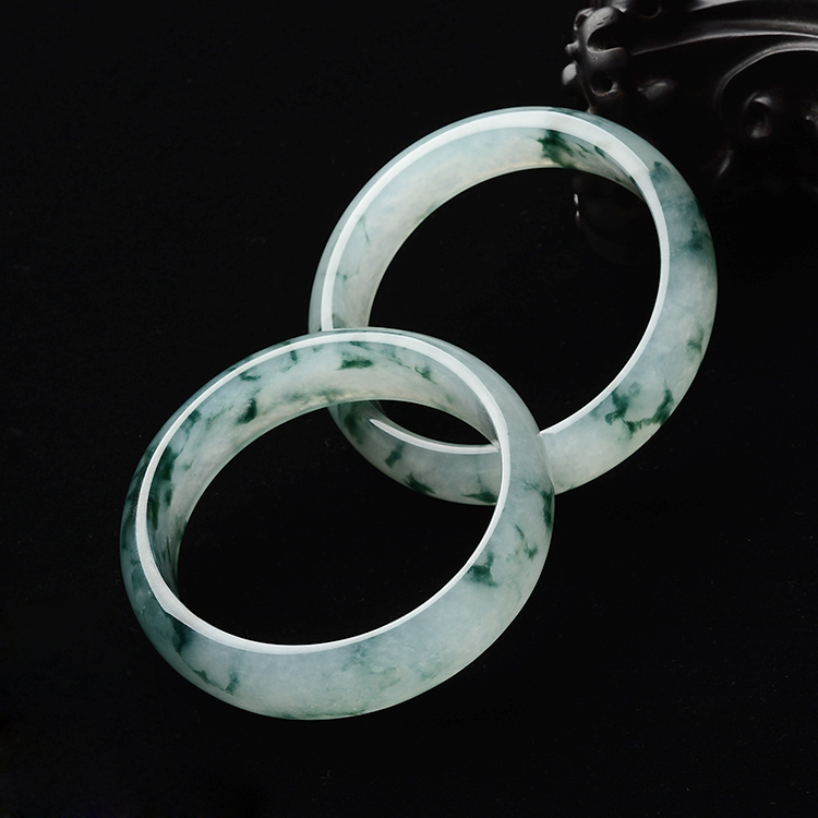 (超值推荐)冰种飘花手镯(一对)(58.9mm/59.7mm)