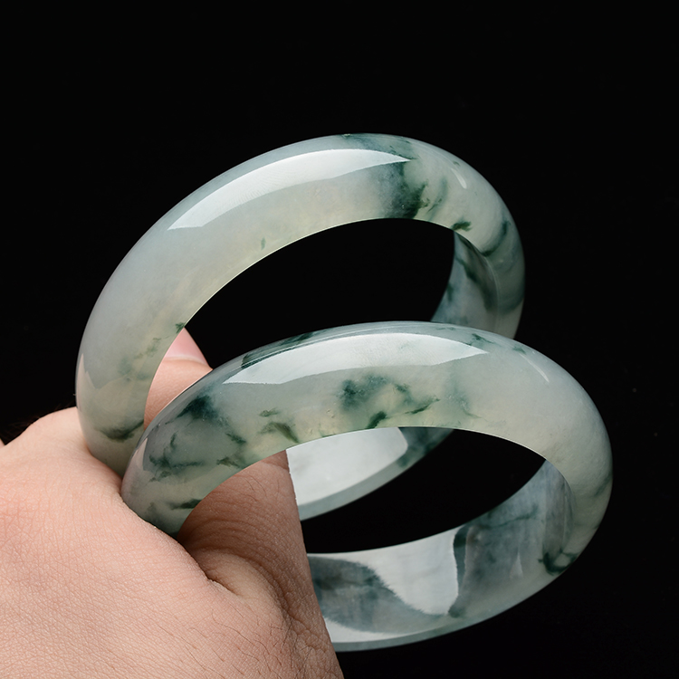 (超值推荐)冰种飘花手镯(一对)(58.9mm/59.7mm)