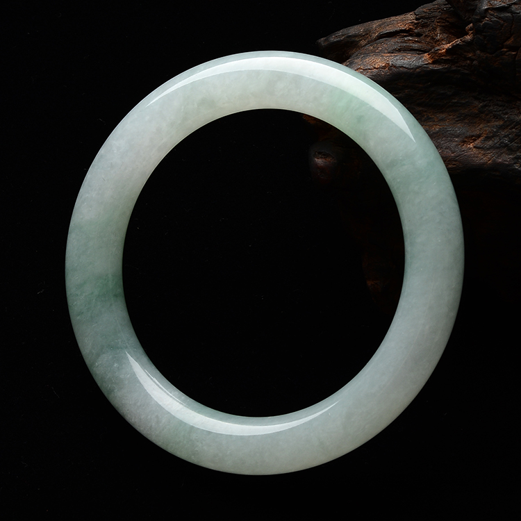 (超值推荐)糯冰种晴水略飘花圆条手镯(59.4mm)