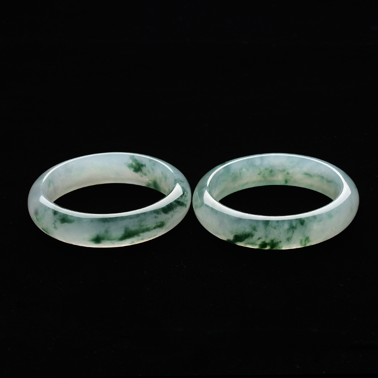 冰种飘花手镯(一对)(58mm/57.6mm)
