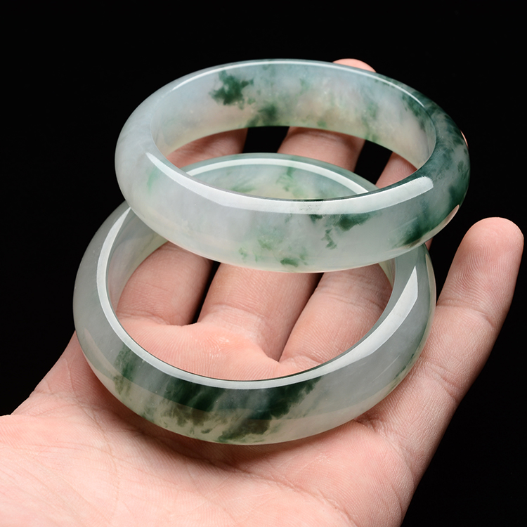 冰种飘花手镯(一对)(58mm/57.6mm)
