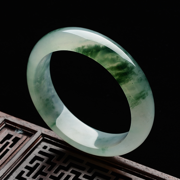 冰种飘花手镯(一对)(58mm/57.6mm)