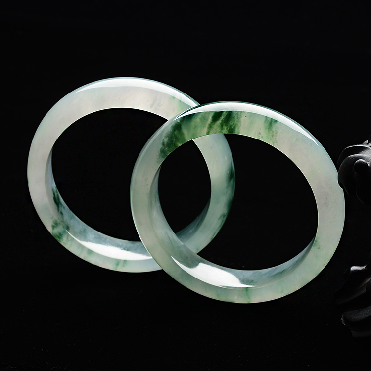 冰种飘花手镯(一对)(58mm/57.6mm)