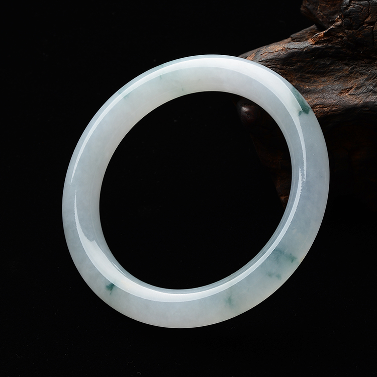(超值推荐)糯冰种飘花圆条手镯(59mm)