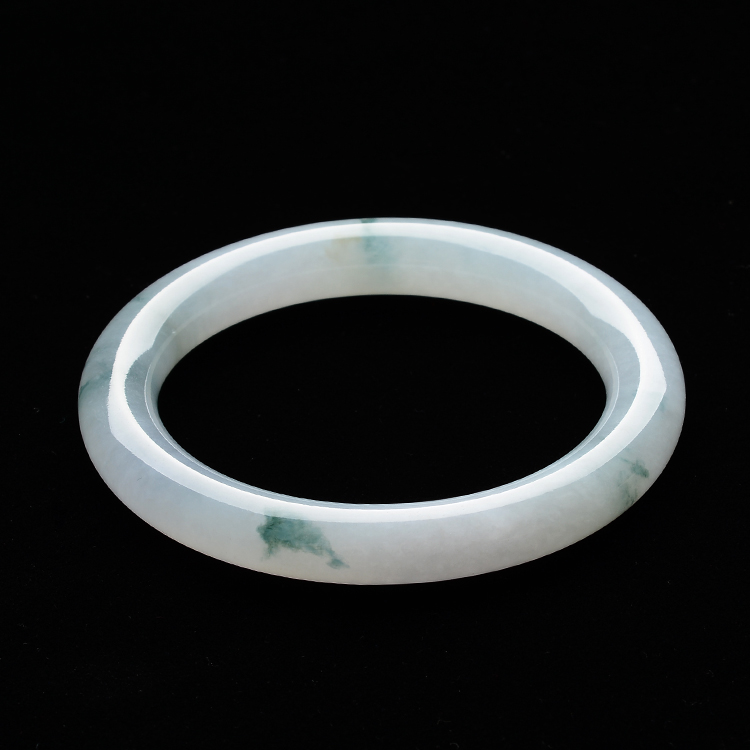 (超值推荐)糯冰种飘花圆条手镯(59mm)