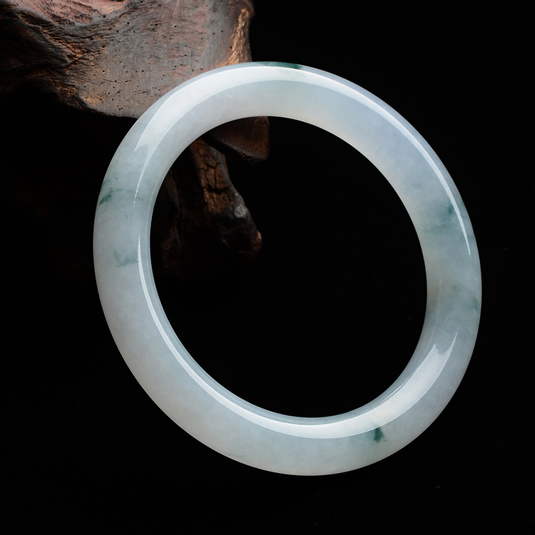 (超值推荐)糯冰种飘花圆条手镯(59mm)