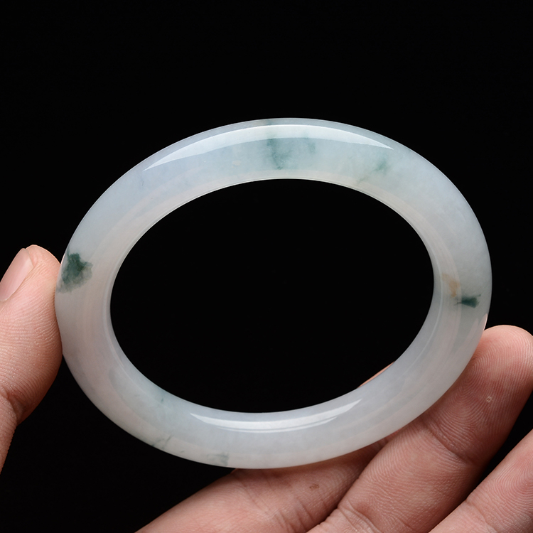 (超值推荐)糯冰种飘花圆条手镯(59mm)