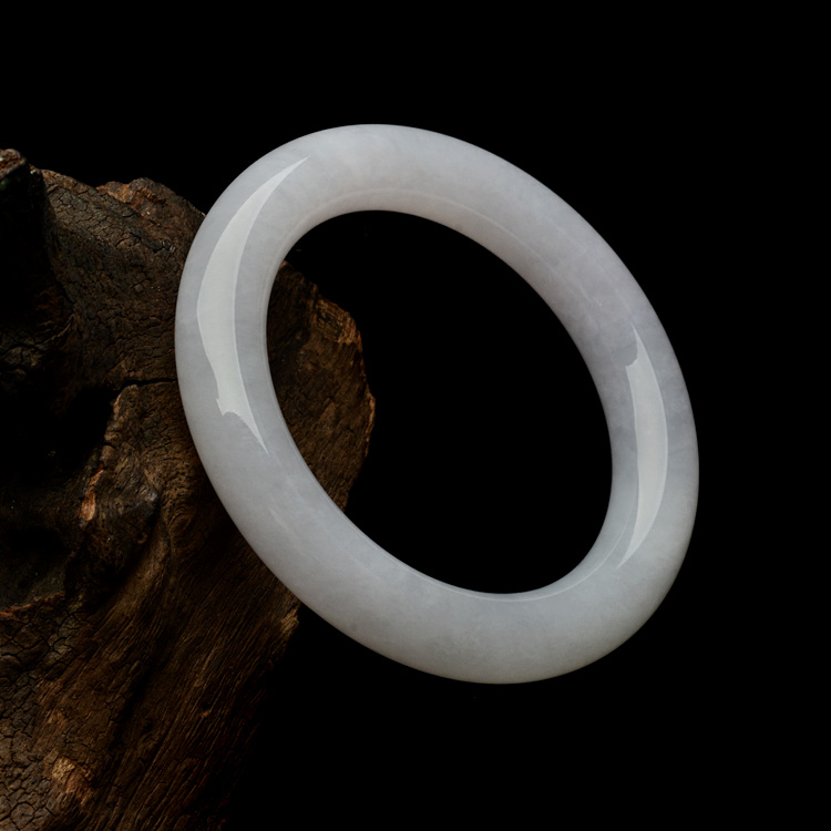 （超值推荐）糯冰种淡紫罗兰圆条手镯（58.7mm）