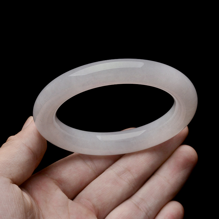 （超值推荐）糯冰种淡紫罗兰圆条手镯（58.5mm）