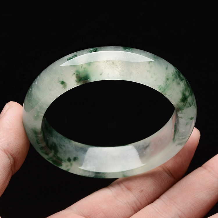 (超值推荐)冰玻种飘花手镯(57.6mm)