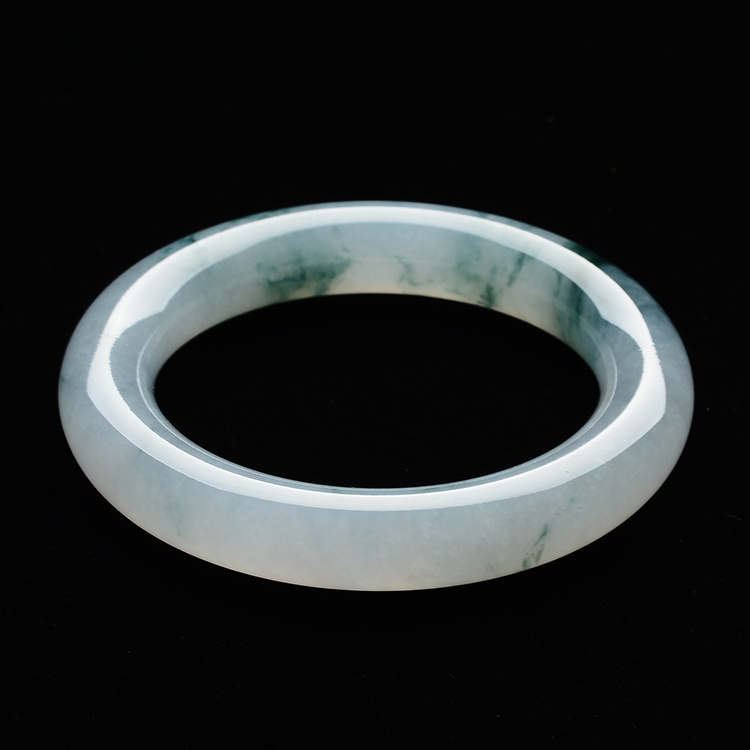 糯冰种飘花圆条手镯(54.9mm)