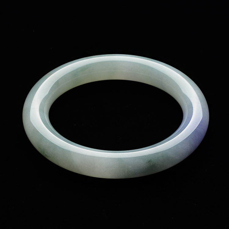 糯冰种飘花带紫罗兰圆条手镯(58.6mm)
