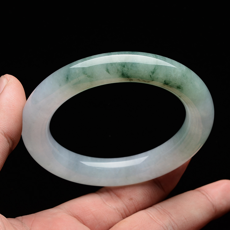 糯冰种晴水飘花圆条手镯(56.1mm)
