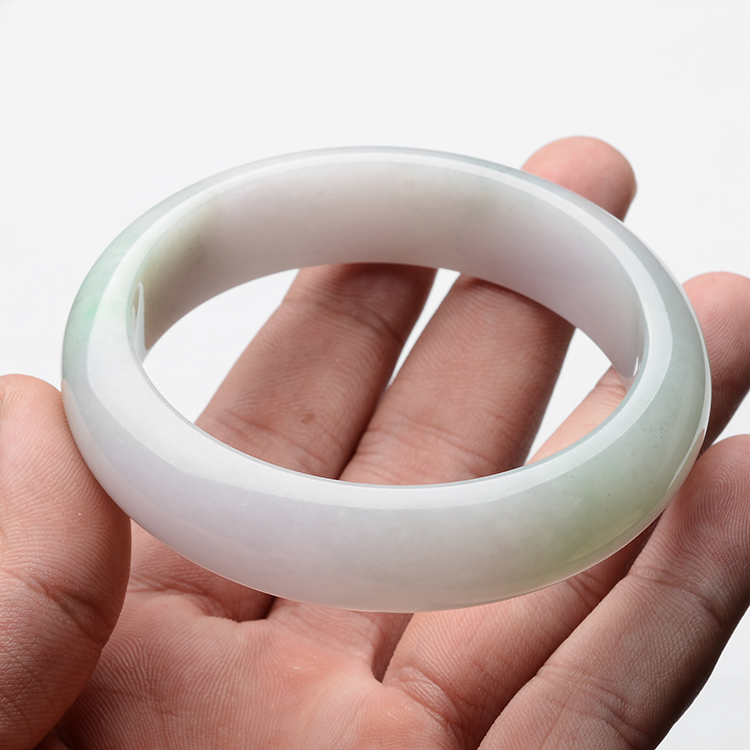 糯冰种淡紫罗兰带晴水手镯(59.8mm)